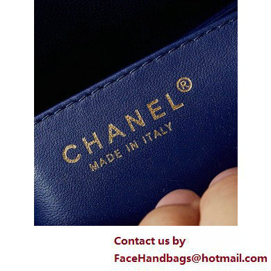 Chanel Grained Calfskin  &  Gold-Tone Metal Small Flap Bag with Top Handle Blue 2025